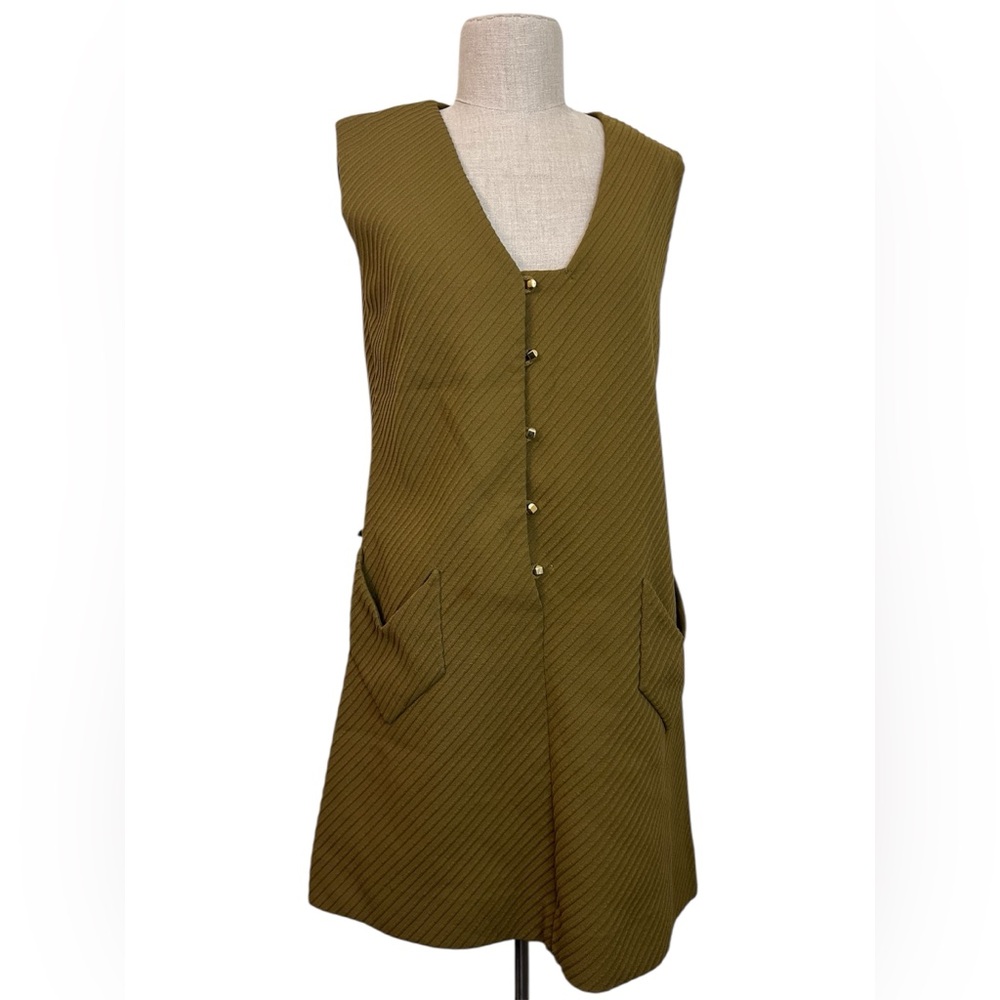Vintage Youth Guild Gold Button Pocket Dress